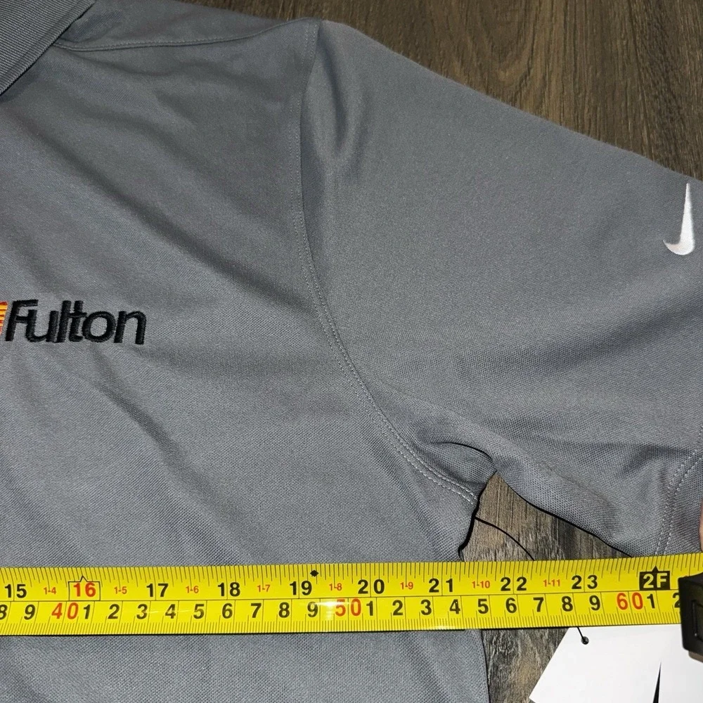 NWT Nike Men's Shirt Size L Gray Dri Fit‎ Polo Golf Short Sleeve-Company Logo